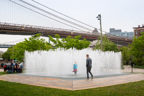 Please Touch the Art by Jeppe Hein on Brooklyn Bridge