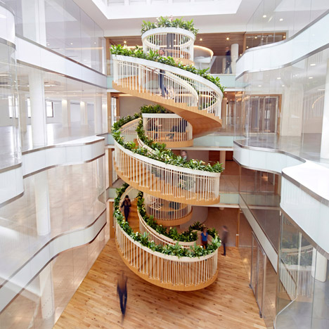 Paul Cocksedge's Living Staircase includes plants, a mini library and tea-brewing facilities