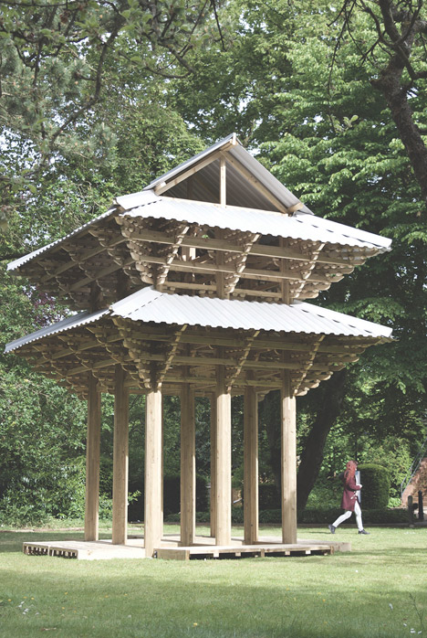 Japanese wooden temple at Dorich House Museum by Kingston University students