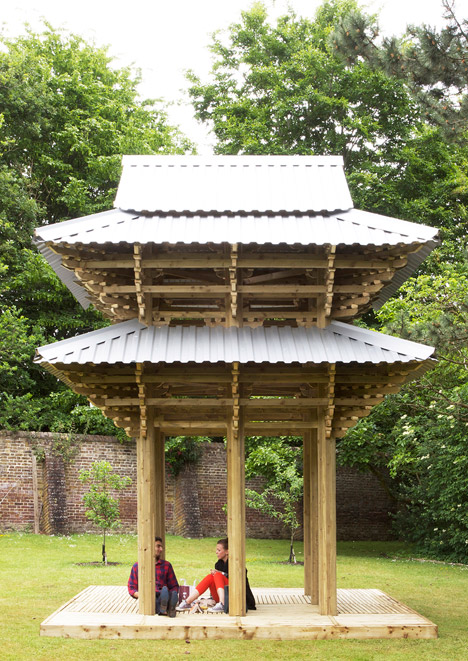 Japanese wooden temple at Dorich House Museum by Kingston University students