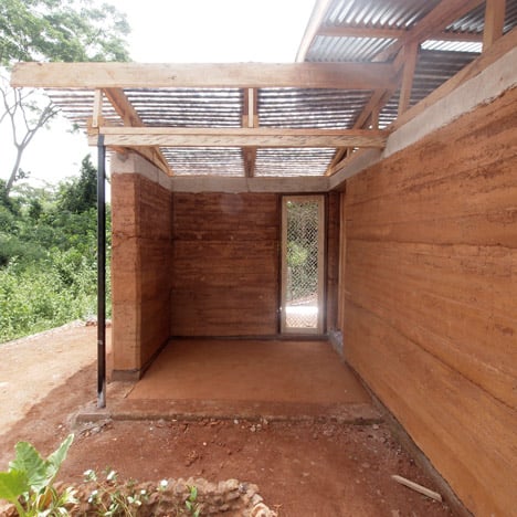 Nkabom House is a prototypical Ghanaian home made from mud and waste plastic