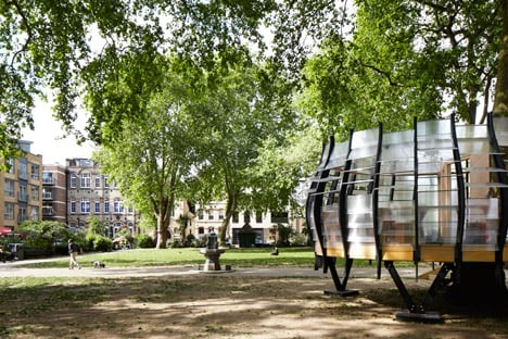 Pop-up offices in trees in Hackney by Tate Harmer
