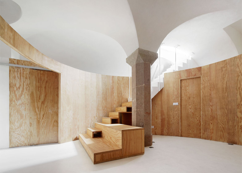 Pine Walls Feature In Vaulted Basement, Basement Flat Interior Design