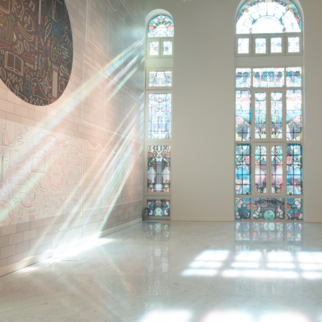 Studio Job's Futopia Faena exhibition includes stained glass windows and a roller disco