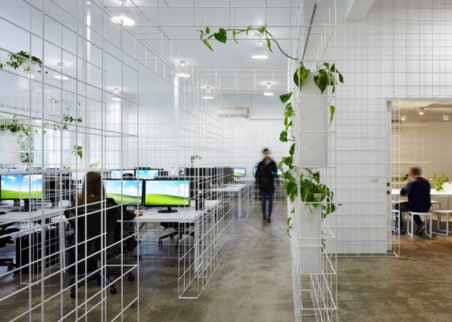 Sibling Installs Wireframe Matrix In Squintoperas New Office