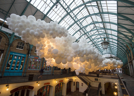 Charles Petillon Heartbeat balloons installation at Covent Garden market London
