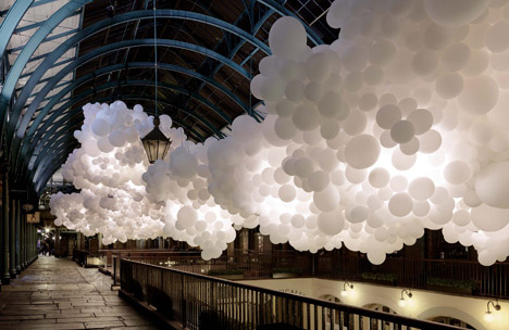Charles Petillon Heartbeat balloons installation at Covent Garden market London