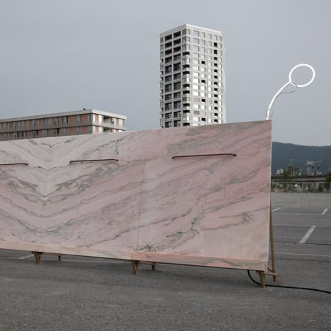 Bureau A installs pink marble urinal at Zurich car park