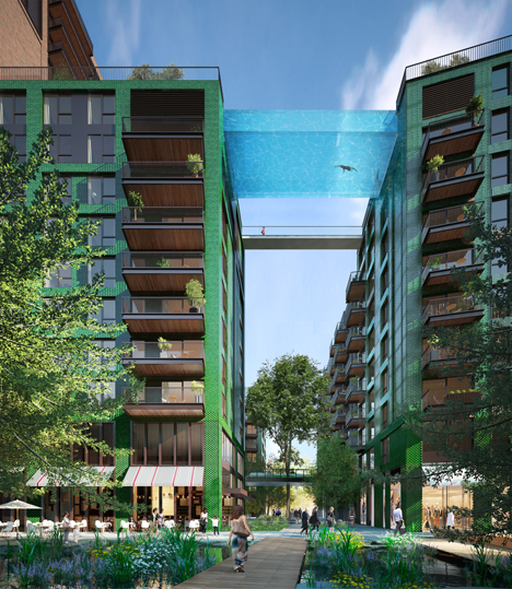 Glass swimming pool suspended ten storeys over London