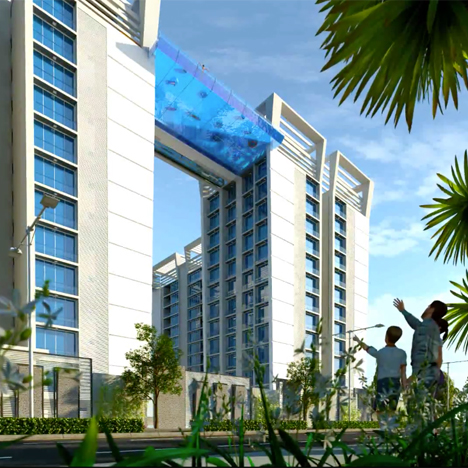 Transparent swimming pool to bridge Indian tower blocks 12 storeys up