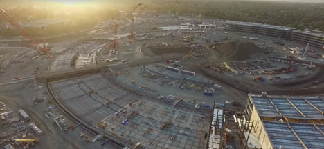 Apple One Infinite Loop latest drone footage Foster Partners