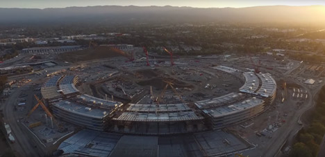 Apple One Infinite Loop latest drone footage Foster Partners