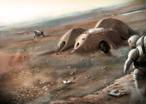 Foster + Partners reveals concept for 3D-printed Mars habitat built by robots