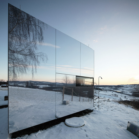 Casa Invisibile by Delugan Meissl is a low-cost portable house prototype clad in mirrors