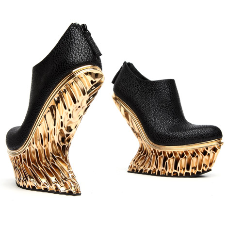 United Nude Francis Bitonti Mutatio Collection 3D printed gold plated shoe