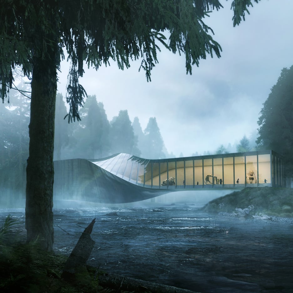 Twisted art museum by BIG to be built across a Norwegian river
