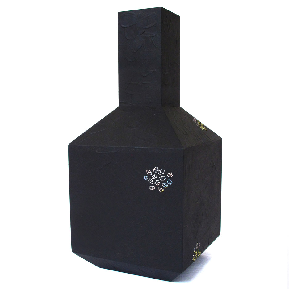 Black etched vases by Italy Ohaly
