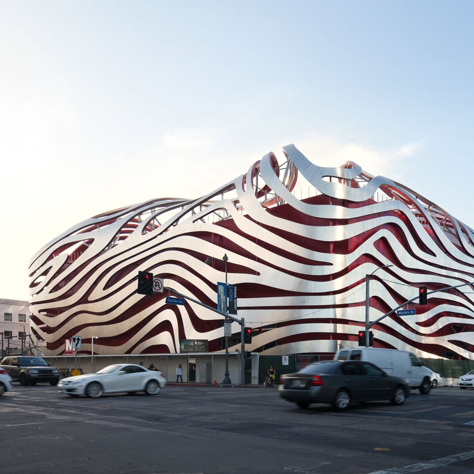 LA's Petersen Automotive Museum reopens with KPF-designed metal-ribbon facade