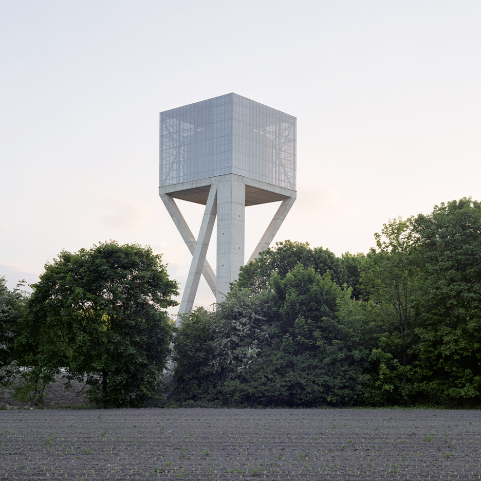 V+'s Chateau d'Eau water tower rests on crossed concrete struts