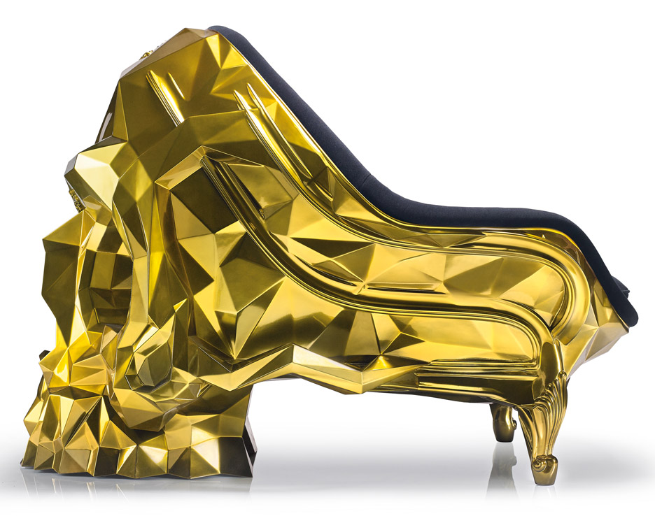 24 carat gold Skull armchair by Harow furniture