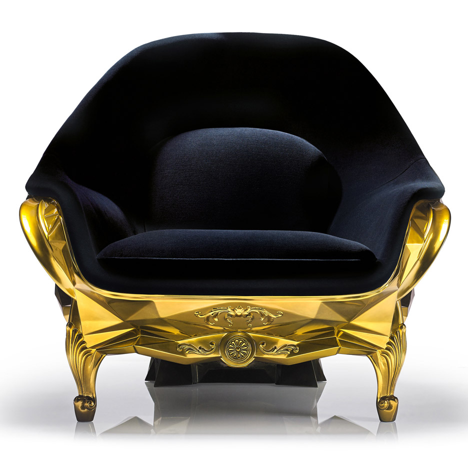 24 carat gold Skull armchair by Harow furniture
