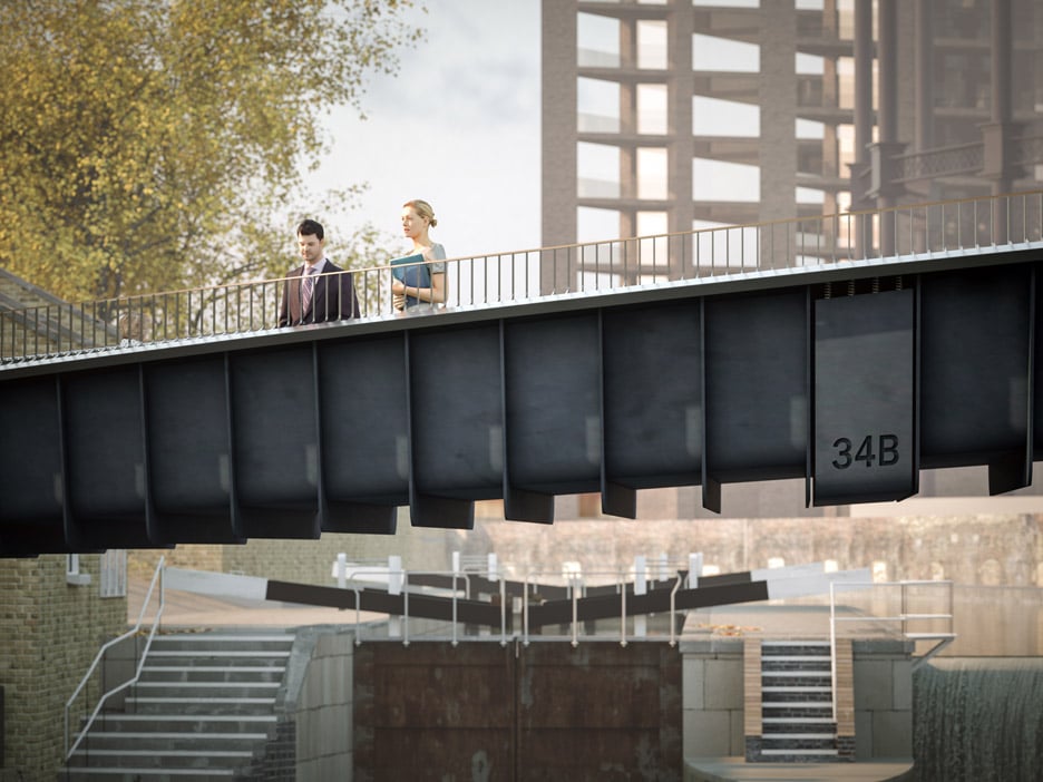 uper-thin footbridge at Kings Cross by Moxon Architects