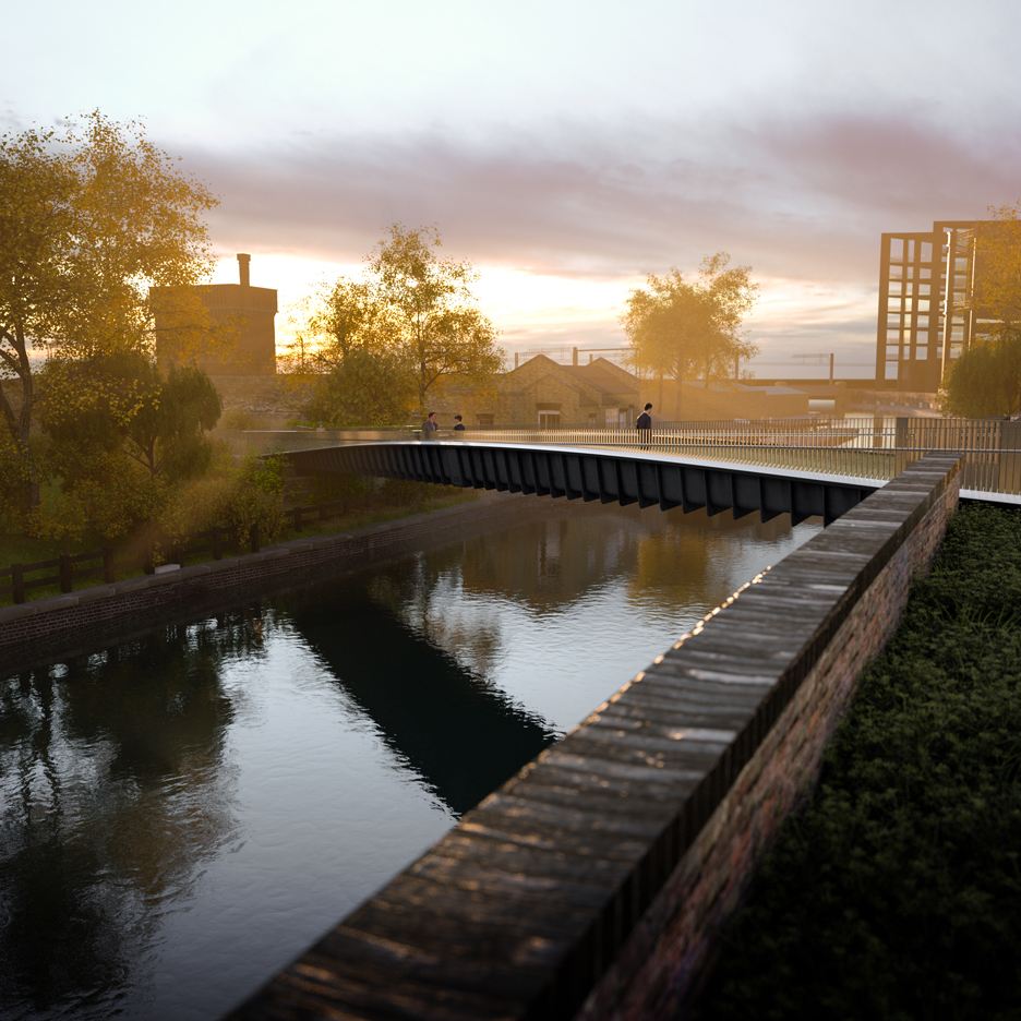 Moxon Architects unveils plans for slender footbridge in London's King Cross