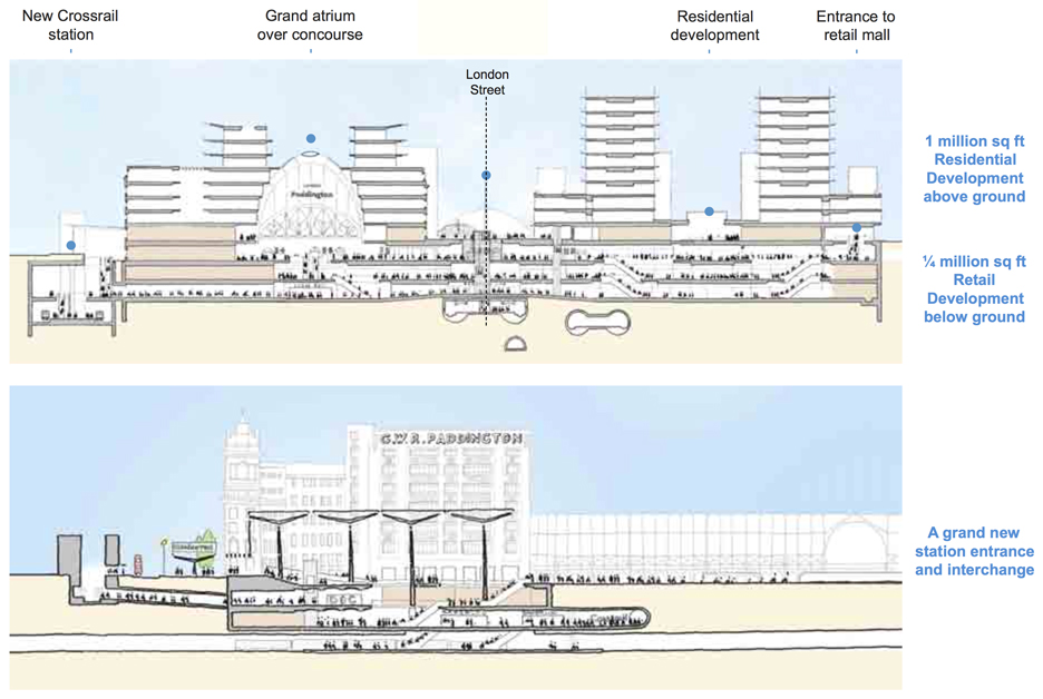 Terry Farrell's proposed rival scheme for Renzo Piano's super-tall Paddington skyscraper