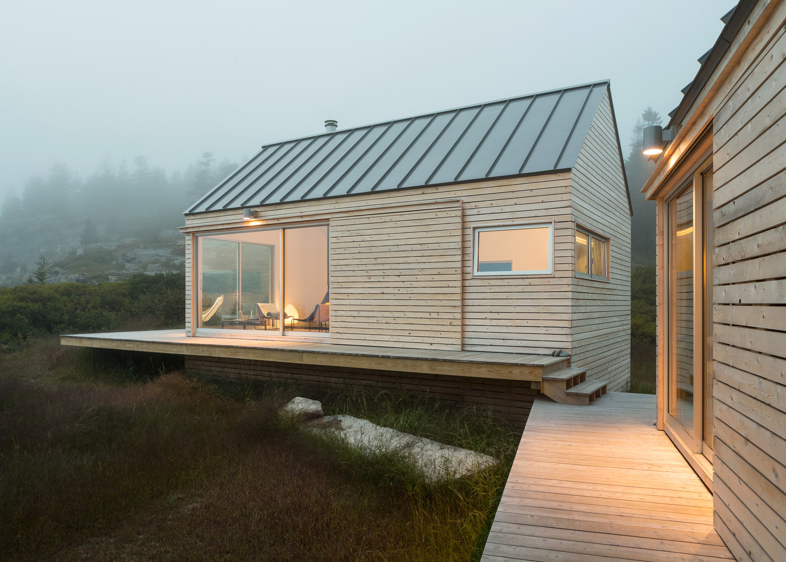 Trio Of Wooden Cabins Forms Little House On The Ferry In Maine