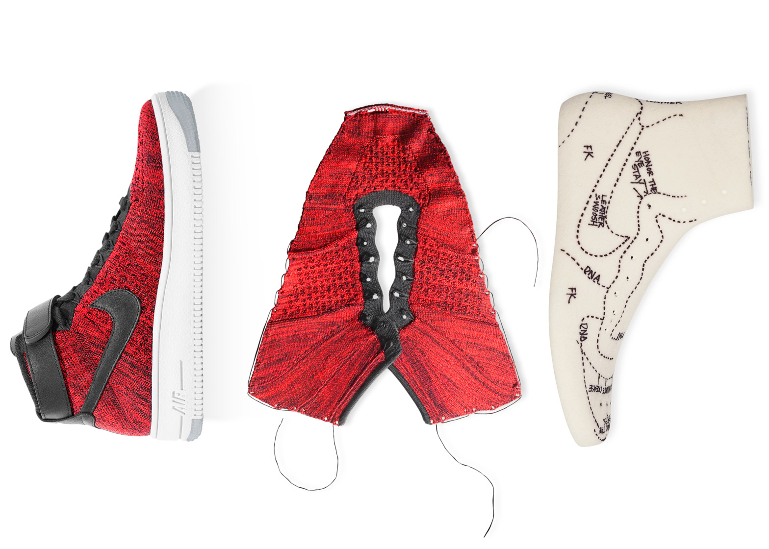air force 1 half red and white