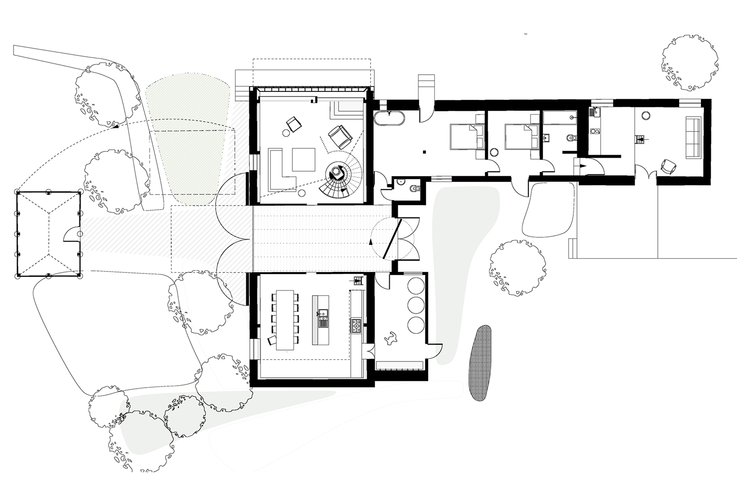 Plan of the Ancient Party Barn by Liddicoat & Goldhill in Kent, England