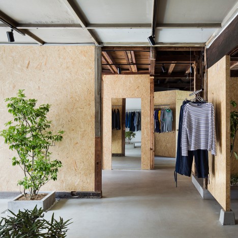 clothing interior okano manabu dezeen transforms 1940s japanese into saitama existing plywood contrast panels walls painted wooden  interiors 