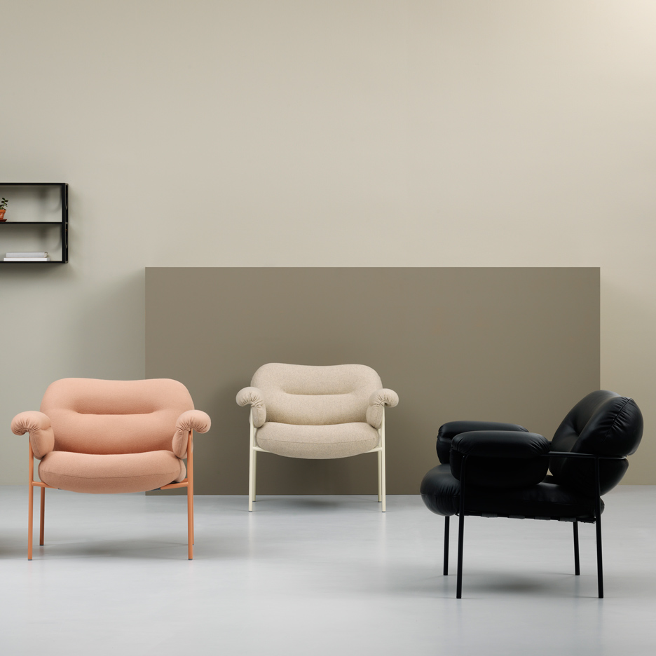 Andreas Engesvik's Bollo chair for Fogia contrasts large cushions with thin frame