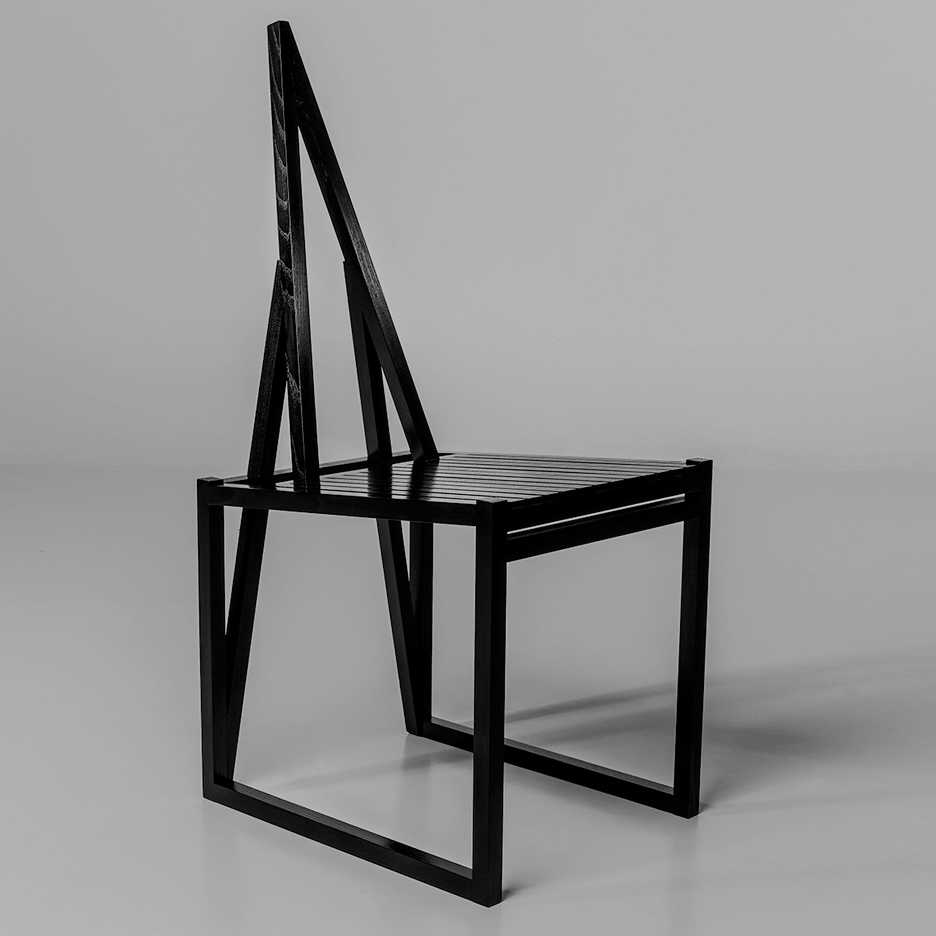 Aalto University students experiment with stained-black wood to create chairs