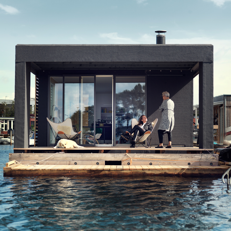 Houseboat by Laust Nørgaard floats in Copenhagen harbour