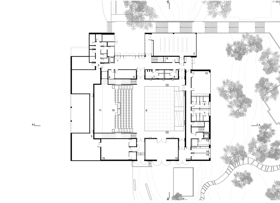 Plan of the Alb'Oru cultural centre in Bastia by DDA Architectes