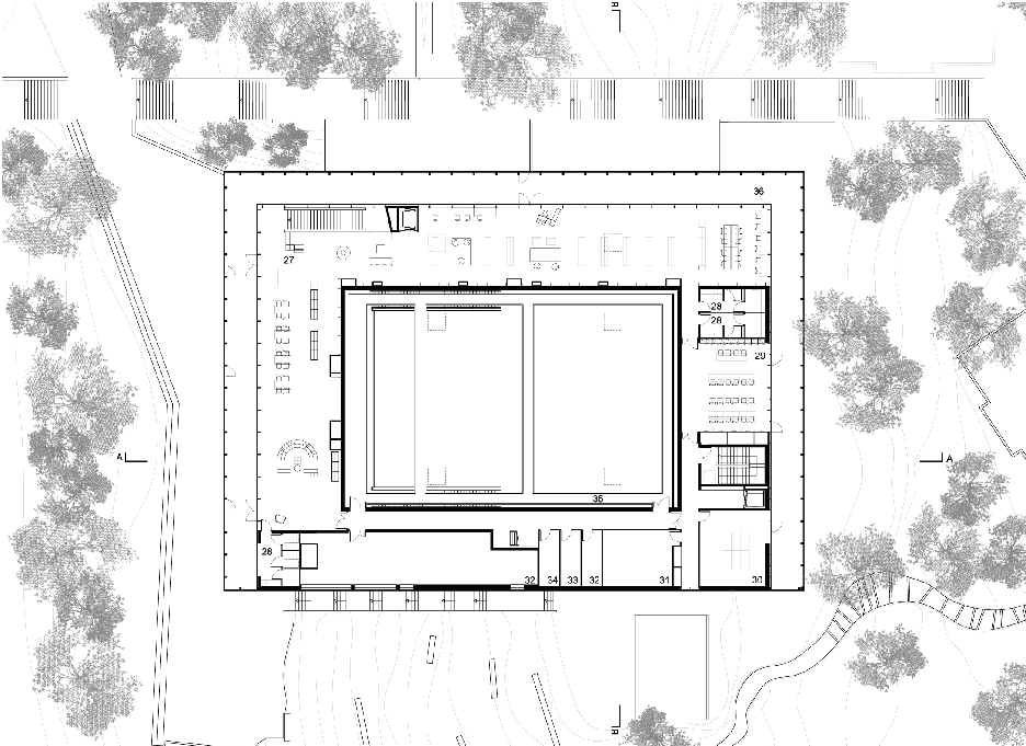 Plan of the Alb'Oru cultural centre in Bastia by DDA Architectes