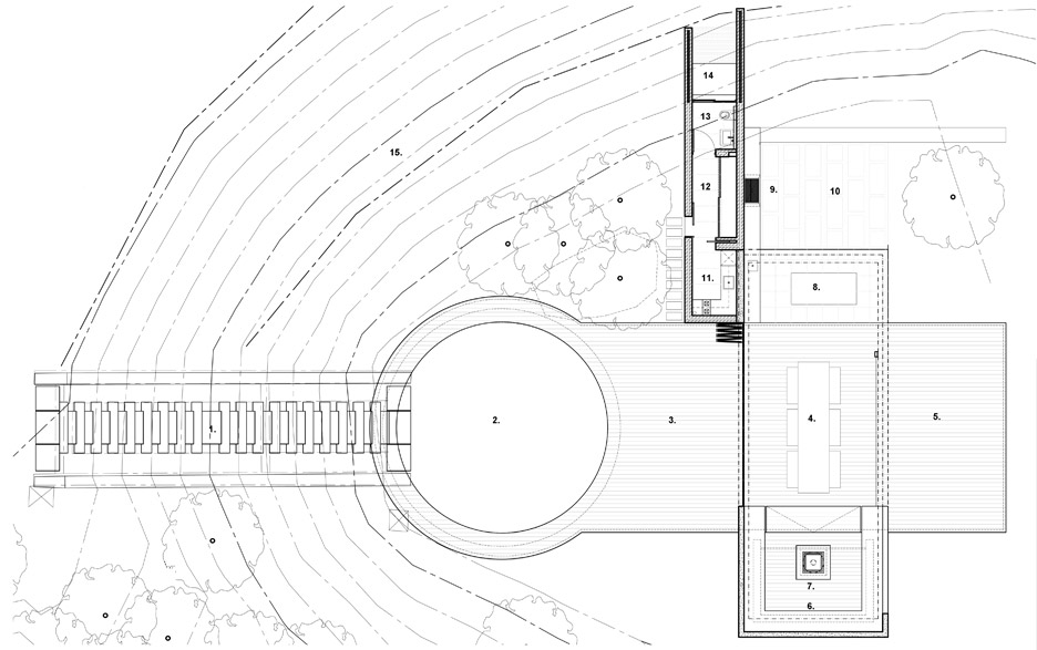 Plan of the Midden Garden Pavilion in Cape Town by Metropolis