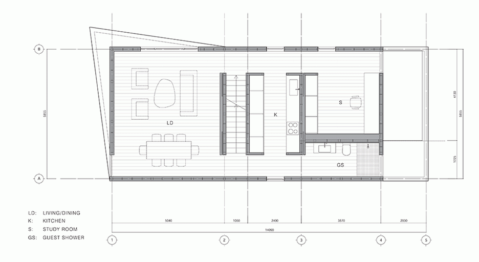 First floor plan of U House by KIAS in Japan