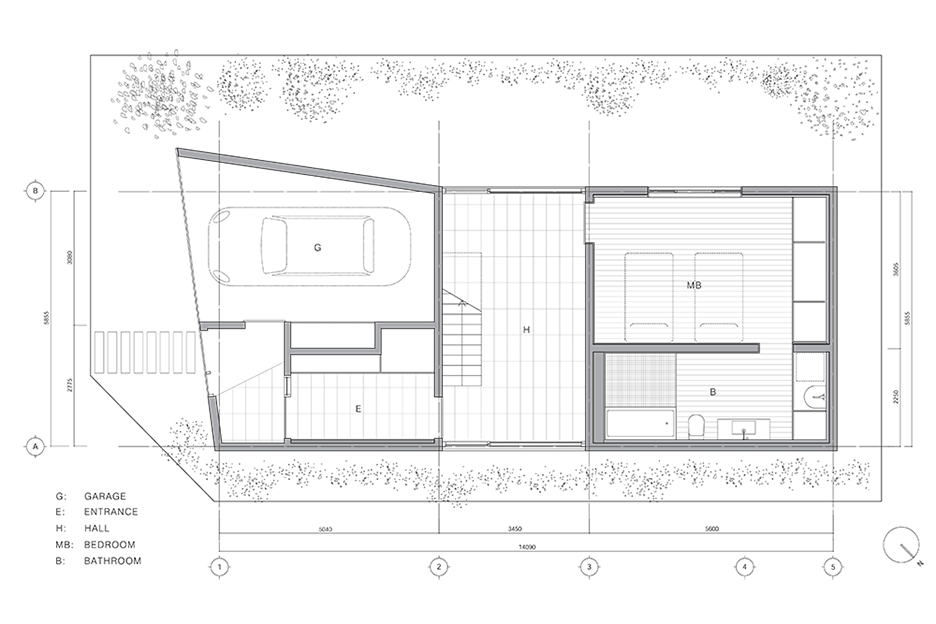 Ground floor plan of U House by KIAS in Japan