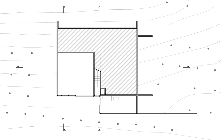 Ground floor plan of L4 House by Luciano Kruk Arquitectos in Costa Esmeralda, Argentina