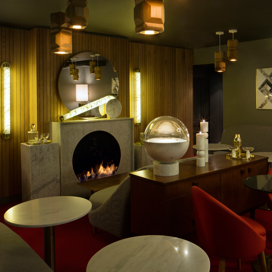 Lee Broom used his own marble homeware and lighting pieces to furnish this prostitution-themed London restaurant, which he completed in November 2014
