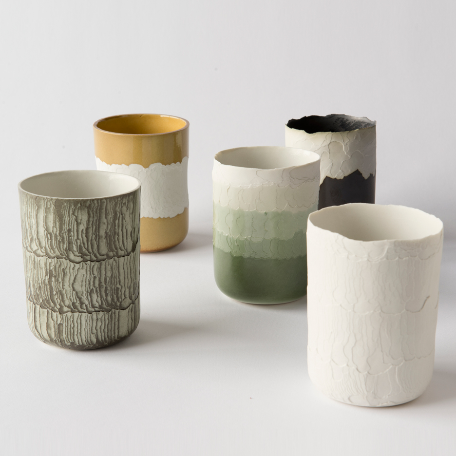 Floris Wubben etches patterns into Erosion ceramics using heat