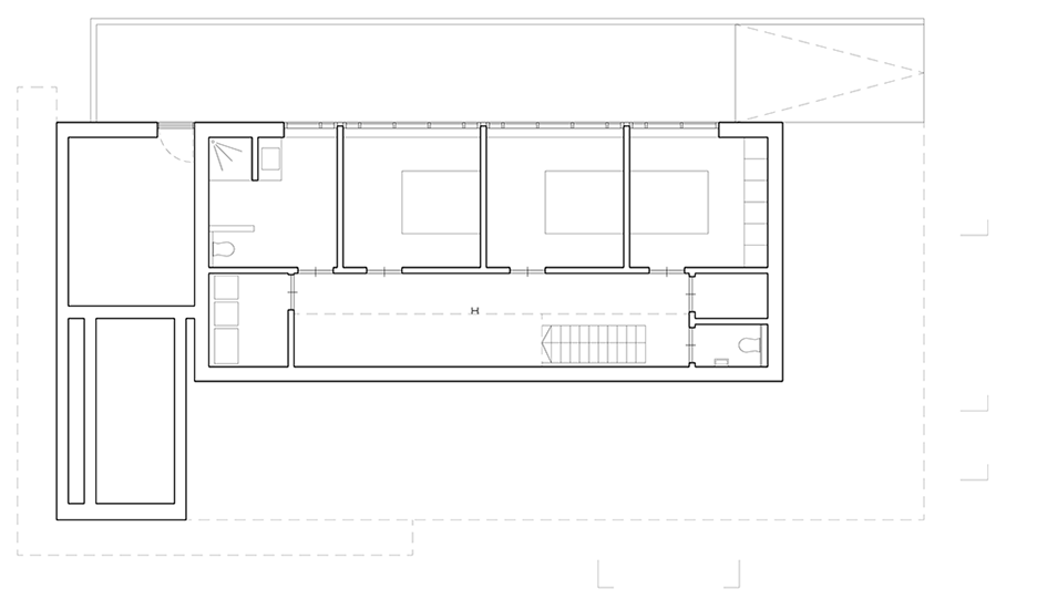 First floor plan of house PIBO by Oyo Architects in Maldegem, Belgium