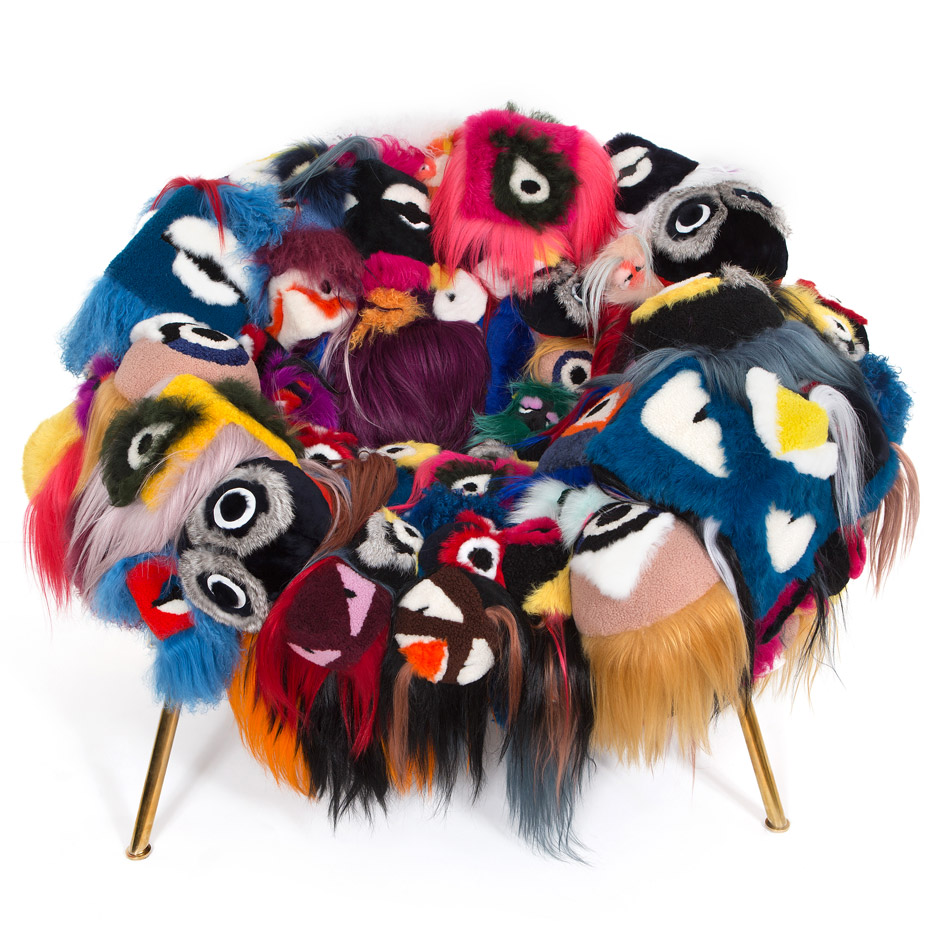 The Armchair of Thousand Eyes. Courtesy of Fendi Manufatura new work exhibition by Brazilian designers and brothers Humberto and Fernando Campana in Paris, France