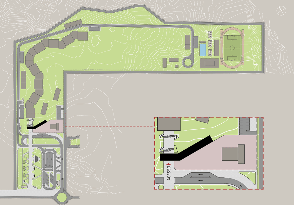 Site plan Administrative building of the Federal University of Ceara in Brasil by Rede Arquitetos, photograph by Joana Franca