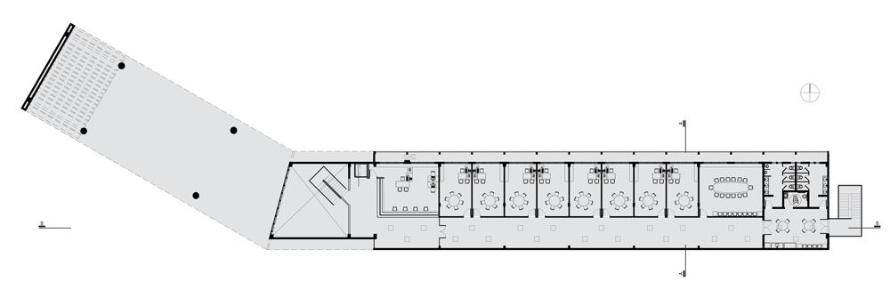 Plan of Administrative building of the Federal University of Ceara in Brasil by Rede Arquitetos, photograph by Joana Franca