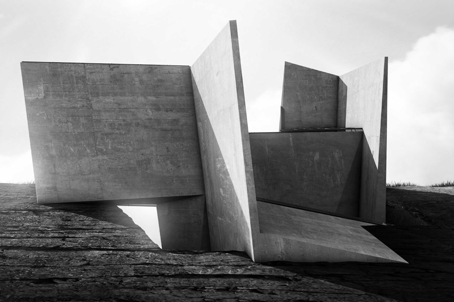 Cliff Top Retreat by Alex Hogrefe of Visualizing Architecture conceptual concrete architecture