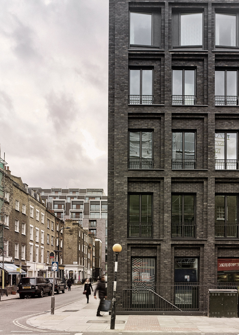 Photograph by Christopher Rudquist Corner House by DSDHA residential mixed-use brick architecture London, UK