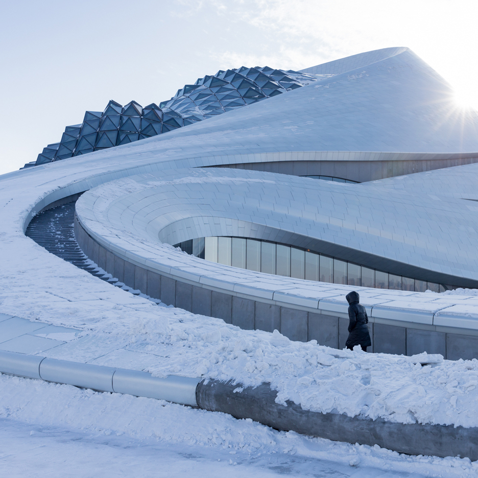 MAD's sinuous Harbin Opera House photographed in the snow by Iwan Baan